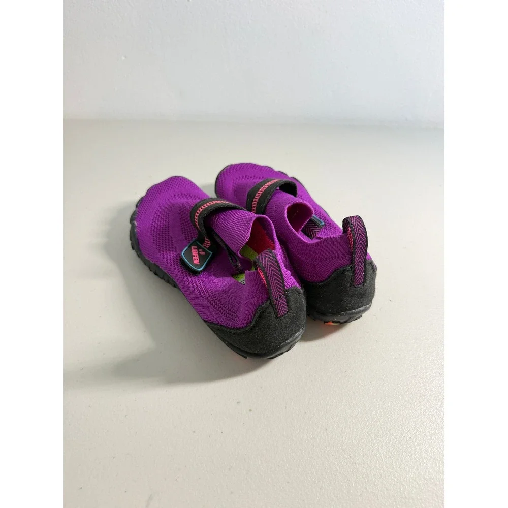 NWOT UBFEN Kids Purple Water Shoes Aqua Socks Size 33 2 Hook Loop Strap Athletic
